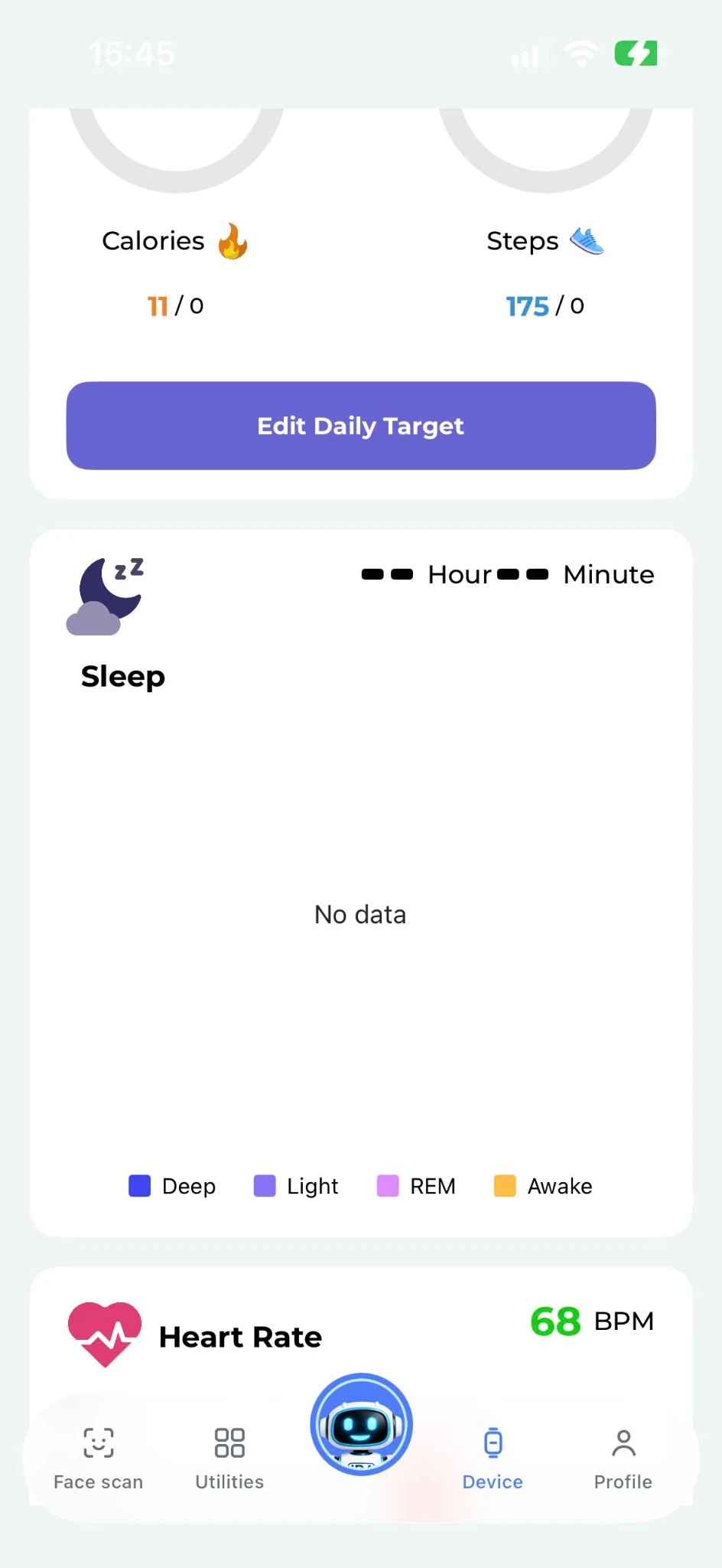 JBA AICare app sleep screen